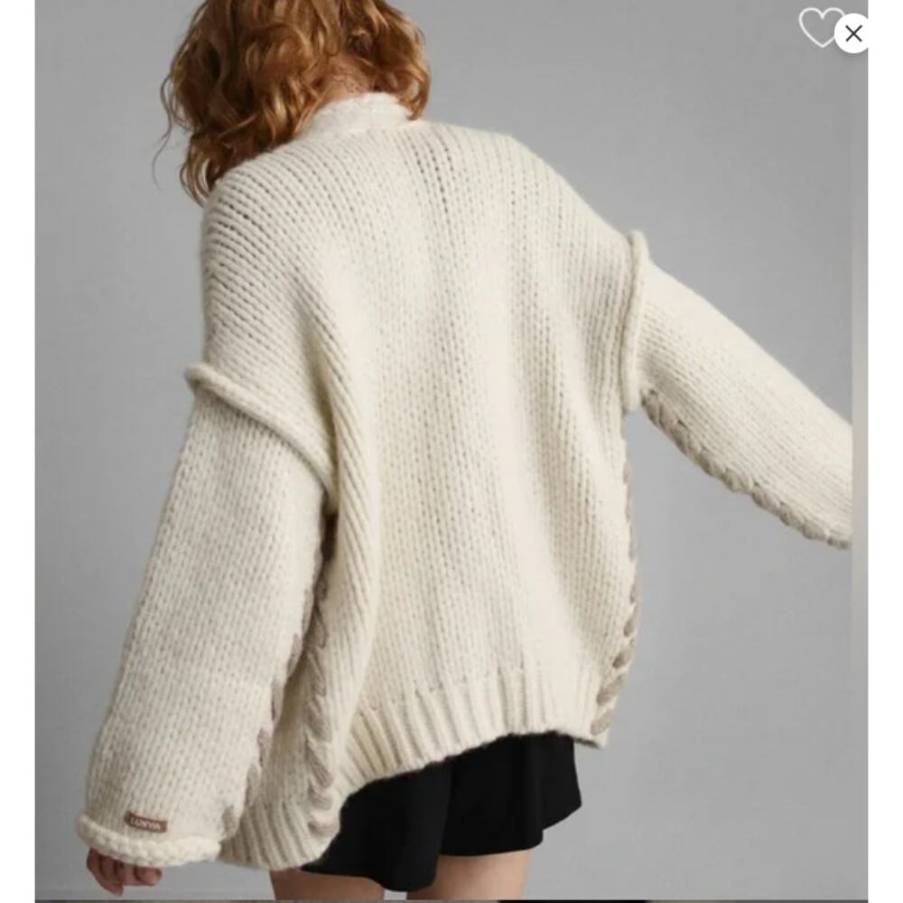 Lunya Lofty Wool Whip Stitch Cardigan Cream Womans L/XL - Picture 2 of 14